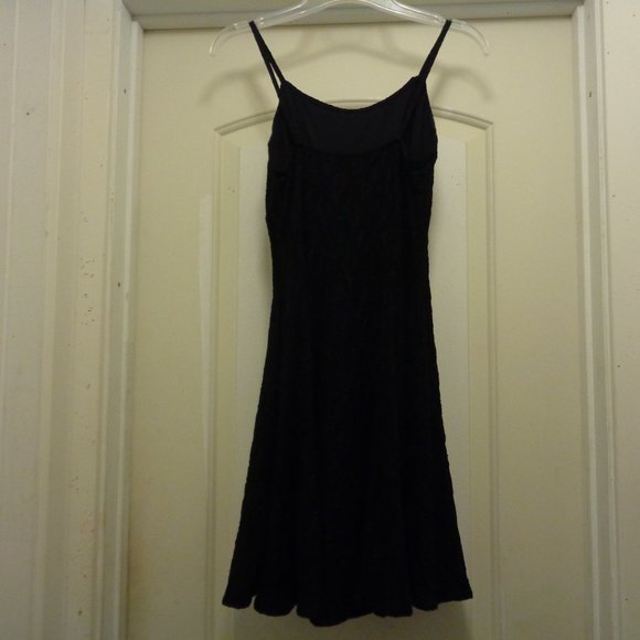 COQUETTE CLUBWEAR BODY EXTERIORS BLACK LACEY STRETCH FLARE DRESS SMALL - Picture 6 of 11